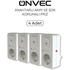 Resim Onvec Basic Anahtarlı Akım Ve Şok Korumalı Priz 720 Joule 4 Adet Yok 