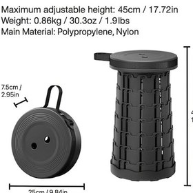 Resim Elmpaly Siyah Kamp Katlanır Tabure: 8 Ayarlı, 100 Kg Taşıma Kapasiteli, Portatif Siyah 