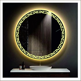 Resim Dnr-Mirror60 Cm Günışığı Ledli Tasarım Kumlamalı Banyo Aynası Makyaj Aynası Işıklı Ayna 