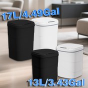 Resim 12.98 L/17.0 L Sesli Kapatma Çöp Kutusu Hareket Sensörü ile - Koku Mühürlü, Mutfak ve Banyo Çok Amaçlı, Oval Şekil, Pil ile Çalışır (AA Pil Dahil Değil) ile Sallanabilir Kolu 