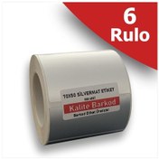 Resim 70x50 Silvermat Etiket | 6 Rulo Demirbaş Etiketi 