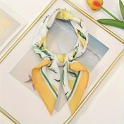 Resim 1 adet Taze Limon Baskılı Saten Eşarp - Hafif Polyester, Plaj, Partiler ve Günlük Giyim için Çok Yönlü Saç Bandı ve Boyun Eşarpı, Şık Sarı ve Yeşil Tasarım, Plaj Aksesuarı | Canlı Aksesuar | Pürüzsüz Dokulu 