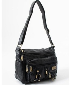 Resim Y.s.deri Kadın Postacı Çanta Çok Cepli 30 20 Cm Vegan Deri Bayan Çapraz Askılı Omuz Çantası Siyah 