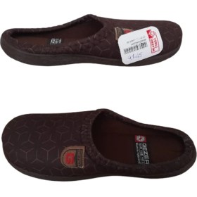 Resim Gezer Erkek Kahverengi Çizgi Desenli Ortopedik Poli Taban Ev İçi Günlük Terlik 