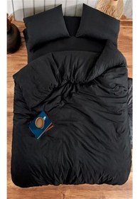 Resim More Home Tek Kişilik Yorgan Kılıfı + Yastık Kılıfı Siyah 