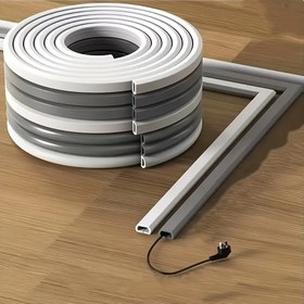 Resim Bir Rulo Kendinden Yapışkanlı Kablo Gizleyici Koruyucu Kapak - 299.72 cm PVC Tel Yönetim Sistemi Duvarlar ve Zeminler için, Kolay Kurulum, Beyaz/Gri, Yarı Daireli/Trapezoidal Tasarım, Kablo Gizleme Çözümü, Minimalist Tel Kapak, Esnek Tel Kapak 