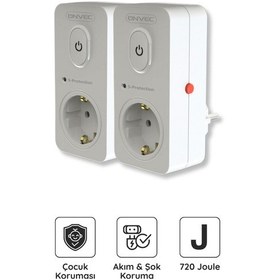 Resim Onvec Basic Anahtarlı Akım Ve Şok Korumalı Priz 720 Joule 2 Adet Yok 