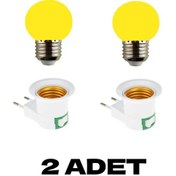 Resim Anahtarlı Fişli Duy 1 W Sarı Renkli E27 Duy Led Ampul 2 Adet 2'li Sarı Işık E27 Led Ampul 1 Watt Yok 