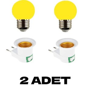Resim Anahtarlı Fişli Duy 1 W Sarı Renkli E27 Duy Led Ampul 2 Adet 2'li Sarı Işık E27 Led Ampul 1 Watt Yok 