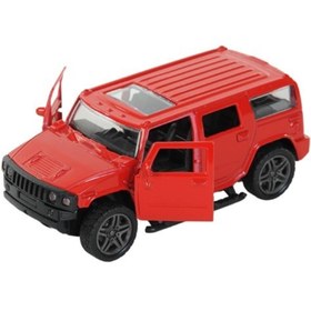 Resim Popit Toys Metal Model Arazi Aracı Kırmızı Kapıları Açılır Kapanır Lastik Tekerlekli Sunrooflu Basamaklı Hummer 