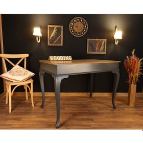 Resim Wooding-Mobilya Wooding 100 Cm Masif Antrasit Naturel Yemek Masası 