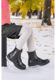 Resim Kiko Kids Termo Taban Kız Çocuk Bot 622 Çatlak Siyah 