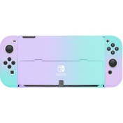 Resim Nintendo Switch Oled Koruyucu Kılıf Ultra İnce Bölünmüş Pc Sert Kılıfı Mor Yeşil 
