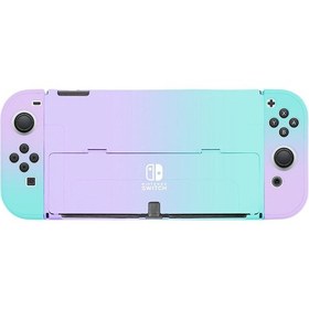 Resim Nintendo Switch Oled Koruyucu Kılıf Ultra İnce Bölünmüş Pc Sert Kılıfı Mor Yeşil 
