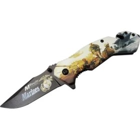 Resim İlk El Grup 4 23 2 Marines Kurtarma / Kamp Çakı 20CM - Yarı Otomatik, Kemerlikli, Cam Kırma ve Ip Kesme Apa 