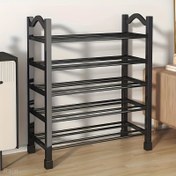 Resim 4/5 Katlı Yığınlanabilir Ayakkabı Rafı, Siyah Alan Tasarrufu Sağlayan Depolama Birimi, Girişler, Koridorlar ve Dolaplar İçin Uygun - Paslanmaz Çelik ve Plastik Tasarım, Serbest Duran Ayakkabı Depolama Çözümü, Ayakkabı Depolama Organizatörü. 