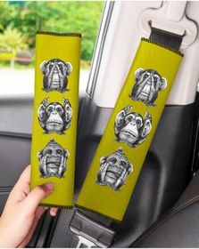 Resim Bigohobi Üç Maymun Baskılı, Emniyet Kemeri, Çanta vs. Yumuşatıcı Ped 