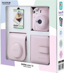 Resim Fujifilm Instax Mini 12 Fotoğraf Makinesi + 10'lu Film Kare Albüm + Deri Kılıf Pembe 