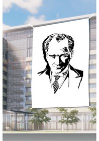 Resim Atatürk Kara Kalem Portre 200X300CM Raşel Dijital Baskı Bayrak 