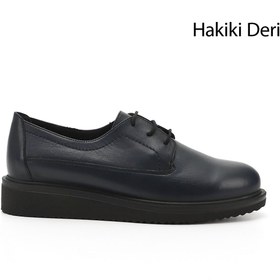 Resim GÖNDERİ(R) Kadın Lacivert Antik Bağcıklı Dolgu Taban Hakiki Deri Ayakkabı 