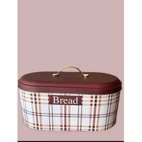 Resim Ucr Home Yeni Ekose Desen Premium Metal Ekmeklik ve 3'lü Kavanoz Seti 