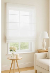 Resim Katlamalı Keten Tül Perde Beyaz Renk, Hafif Ve Şık Tasarım Beyaz 