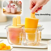 Resim Sorunsuz Çıkarılabilir Dondurma Yapıcı Set - 4 Sızdırmaz Kapak Yapar, Meyve Suyu veya Meyveler Dondurmak İçin Mükemmel, Dayanıklı BPA İçermeyen Plastik, Sıcak Su ile Kolay Kullanım ve Çıkarma, Evde Yapılan Dondurmalarda İdeal, Dondurma Yapımı Temel Ürünler | Şeffaf Dondurma Yapıcı | Dayanıklı Plastik Pop Kalıbı 