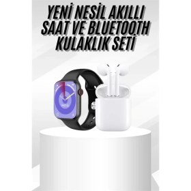Resim Sepetopia Yeni Nesil Akıllı Saat ve Kulaklık Seti Gümüş Kasa Zarif Tasarım Çok Fonksiyonlu 