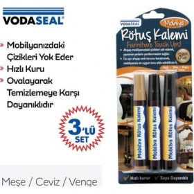 Resim Vodaseal Mobilya Rötuş Kalemi 3lü Set Ahşap Yüzeyler İçin Hızla Kuruyan Dayanıklı Ürün 