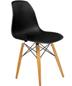 Resim Seduna Siyah Eames Sandalye - Natural Ahşap Ayaklı 