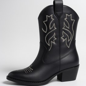 Resim BurEda Collection İŞLEMELİ SİYAH KADIN KOVBOY ÇİZME 