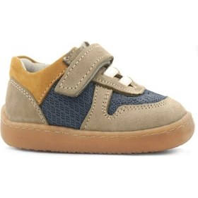 Resim Rakerplus Bob Hakiki Deri Kum Rengi Barefoot Cırtlı Lastikli Bebek Sneaker Ayakkabı Kum 