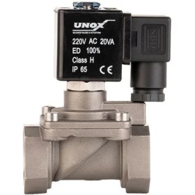 Resim Unox 220V AC Paslanmaz Kompresör Solenoid Valf Normalde Kapalı 3/4"(0,5-16 BAR) 