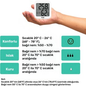Resim Vıt 2'li Iç Mekan Dijital Isı ve Nem Ölçer Beyaz Termometre WVT17-01 