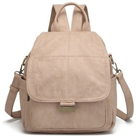 Resim Barcelona Çok Cepli Kapak Detaylı Günlük Orta Boy Kadın Sırt Çantası Koyu Bej Koyu Bej 