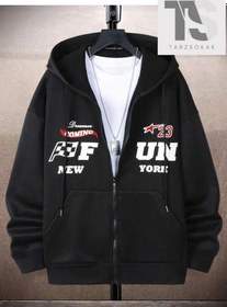 Resim Tarzsokak Fun 23 New York Sweatshirt Fermuarlı Hırka Siyah Siyah 