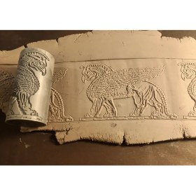 Resim Enb Ceramic8 cm Doku Rulosu Antik Desen Silindir Desen Oklavası Mühür Baskı Seramik ve Polimer Kil 