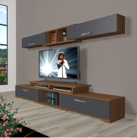 Resim Decoraktiv Flex 5130 Mdf Tv Ünitesi Tv Sehpası - Ceviz - Antrasit 