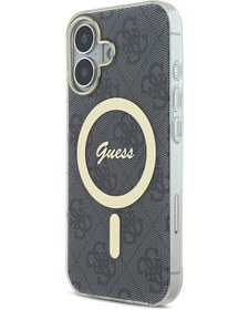 Resim İphone 16 Plus Uyumlu Kılıf Guess Lisanslı Magsafe Özellikli Yazı Logolu 4g Desenli Siyah 