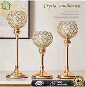 Resim Moveevo "3'lü Kristal Şamdan Seti - Lüks Dekor Ve Çay Mumları İçin" 