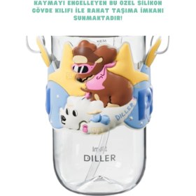 Resim Diller D2530 580ml Çift Kullanım Askılı Pipetli Tritan Matara Çok Renkli 