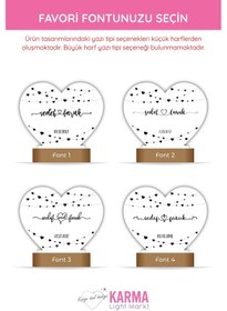 Resim Çiftler İçin Minik Kalp Motifli Kişiye Özel Ledli Gece Lambası Masif Ahşap Tabanlı Usb Kablolu Pleksiglass Led Gece Lambası 