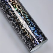 Resim Carbon PET Lazer Altın Ve Gümüş Renkli Gökkuşağı Forged Carbon Lazer Etilen Ambalaj Rulosu Sticker Araba Ambalaj Folyosu 