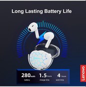 Resim Teltree Lenovo Lp80 Pro Beyaz Işıklı Spor Bluetooth 5.3 Kulaklıklar - Dokunmatik Kontrol, Mikrofonlu, 280mah Şarj Kutusu 