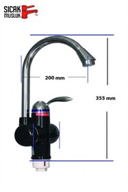 Resim Sıcak Musluk Elektrikli Ani Su Isıtıcı Termal Şofben Musluk Lavaboya Monteli ASG-1P Siyah 