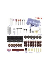 Resim Mufunye 110-220v Çift Güç Kaynağı Mini El Fırçası: Taş Delme, Oymacılık, Kesme Ve Parlatma Aleti - 155 Parça Aksesuar Kutusuyla 