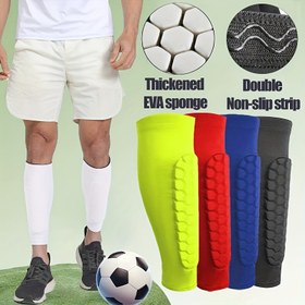 Resim 1 Adet Bal Peteği Desenli Erkekler İçin Çarpışma Önleyici Futbol Kaval Koruyucu, Bal Peteği Pedli Baldır Kompresyon Kılıfı, Kaval Splinti Destekli Futbol Beyzbol Tekvando Boks MTB Koruyucu Ekipman, Hafif 