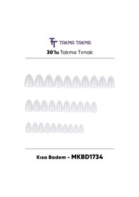 Resim Mkbd1734 Kısa Badem 30'lu Tekrar Kullanılabilir Protez Takma Tırnak 