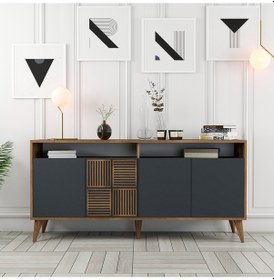 Resim Milan 160cm Konsol - Ceviz / Antrasit 
