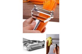 Resim Barenda Soyacak Pratik Premium Büyük Boy Turbo Çelik Jülyen Meyve Sebze Patates Soyacağı Soyacak Lüks Çelik 